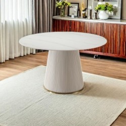 MESA DE COMEDOR WHITE STONE BLANCO CIRCULAR