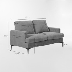 SOFA SENSE Gris 2 CUERPOS